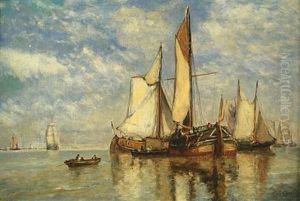 Fishing Boats In The Harbor by Paul Jean Clays