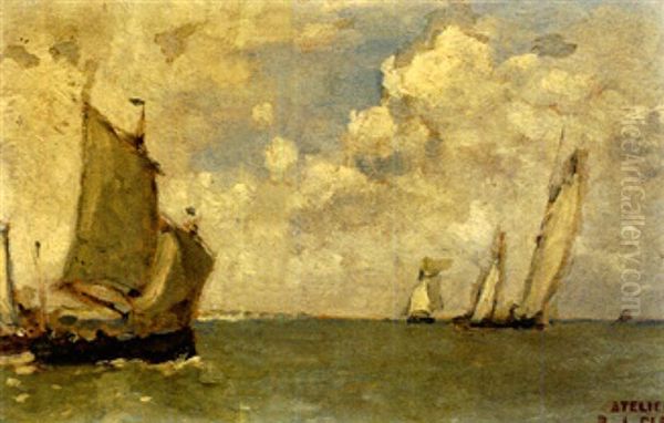 Blick Auf Die Schelde (?) Mit Segelbooten - view 1