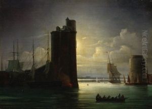 Romantische Hafenansicht Im Mondschein Romantische Hafenansicht Im Mondschein