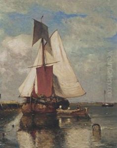 A Fishing Boat In An Estuary by Paul Jean Clays