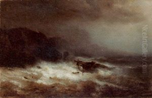 Shipwreck On A Stormy Sea by Paul Jean Clays