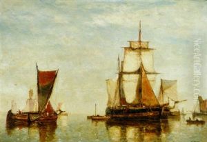 The Return Of East Indiaman At Antwerp by Paul Jean Clays