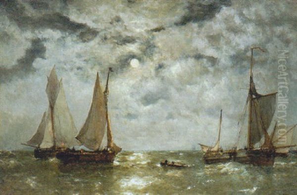 Fishing Boats At Night - view 1