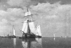 Becalmed On The Scheldt by Paul Jean Clays
