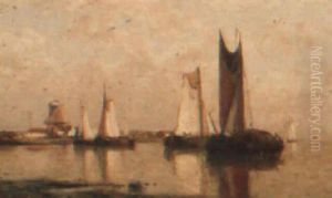 Sailing Barges Off The Coast by Paul Jean Clays