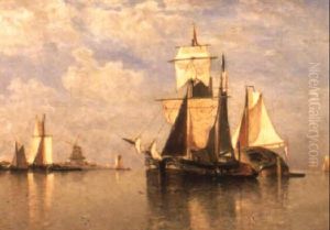 Shipping Off The Dutch Coast by Paul Jean Clays