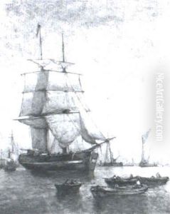 Ships In Rotterdam Harbor by Paul Jean Clays