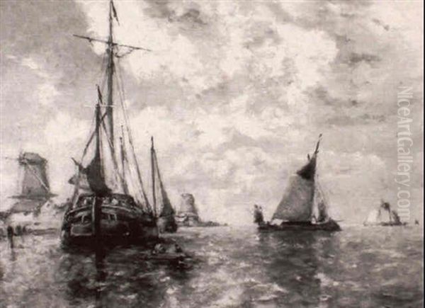 Segelschiffe Vor Land Ankernd - view 1