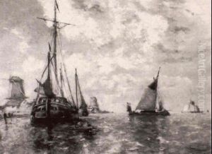 Segelschiffe Vor Land Ankernd
