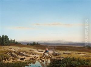 Bergere Dans In Paysage Montagneux