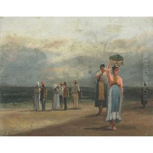Townsfolk On A Beach, Cuba by Henry Cleenewerck