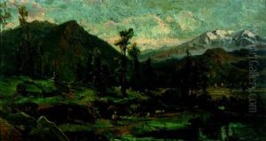 Cows Grazing By A Sierra Lake by Henry Cleenewerck