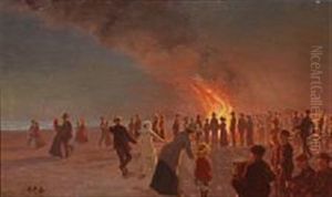 Midsummer Evening At Skagen by Gustav Adolf Clemens