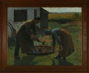 At The Blacksmith by Gustav Adolf Clemens