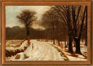 A Snow Covered Forest Road by Gustav Adolf Clemens
