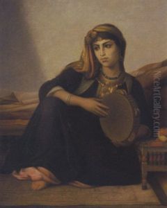 Aegyptisk Fellahkvinde Med Tamburin by Felix Auguste Clement