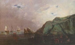 Costa Con Barcos Y Personajes