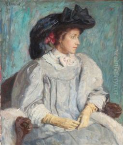 A Portrait Of The Artist's Wife, Martha Caroline (tupsy) Clement by Gad Frederik Clement