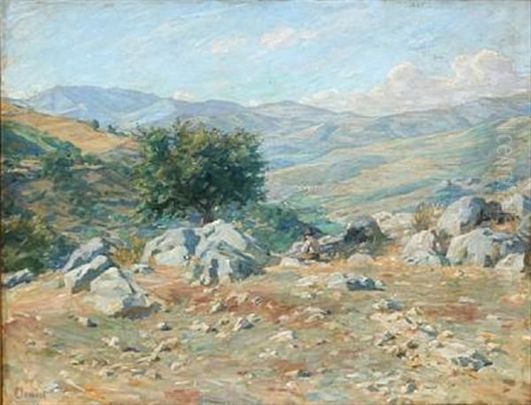 Italian Mountain Landscape With A Man Resting - view 1