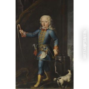 Portrait Of Michele Antonio Saluzzo, Full Length, With His Dog by Maria Giovanni Battista (La Clementina) Clementi