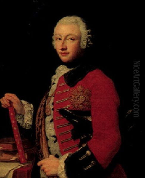 Portrait Of Vittorio Amedo Iii, Duke Of Savoy And King Of Sardinia, Three Quarter Length, Holding A Baton And A Hat Uner His Arm, Wearing The Badge And Star Of The Order Of The Annunziata - view 1