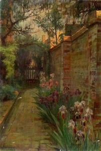 Garden Path Lined With Iris