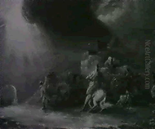 Stormy Landscape With Figures And A Horse Drawn Waggon. - view 1