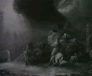 Stormy Landscape With Figures And A Horse Drawn Waggon. by Luke Clennell
