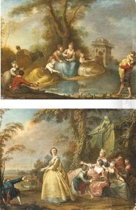 Scenes Galantes Dans Des Parcs by Jacques Sebastien Le Clerc