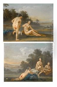Baigneuses Au Bord D'une Riviere (pair) by Jacques Sebastien Le Clerc