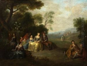 Scene Galante Dans Un Parc by Jacques Sebastien Le Clerc