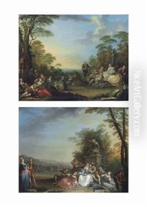 A Fete Champetre (+ A Fete De Vigne; Pair) by Jacques Sebastien Le Clerc