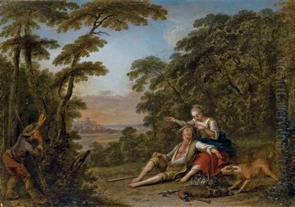 Un Couple Dans Un Bosquet Epie Par Un Promeneur - view 1