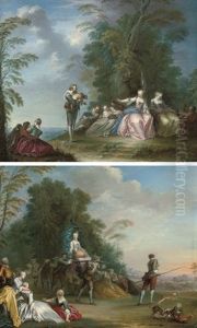 Figures At Rest On A Wooded Summit (+ Another; Pair) Figures At Rest On A Wooded Summit (+ Another; Pair)