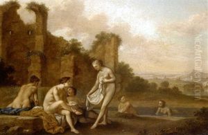Nymphes Au Bain by Jacques Sebastien Le Clerc
