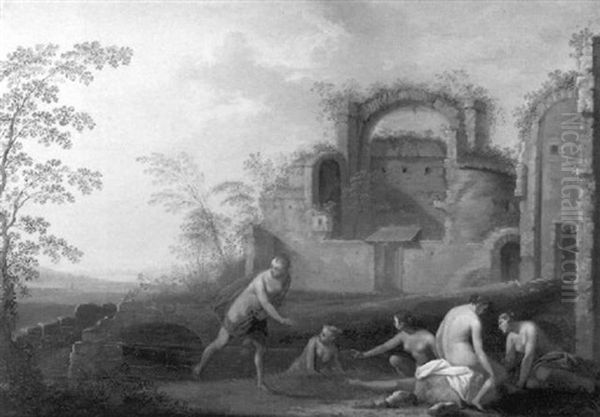 Baigneuses Surprises Par L'arrivee De Bergers - view 1