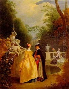 Elegantes Paar In Parklandschaft Elegantes Paar In Parklandschaft