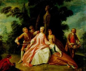 Scene Galante Dans Un Parc by Jacques Sebastien Le Clerc