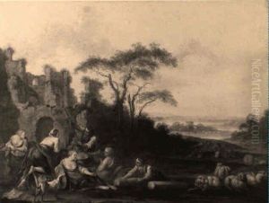 Scene Pastorale Dans Des Ruines Romaines by Jacques Sebastien Le Clerc