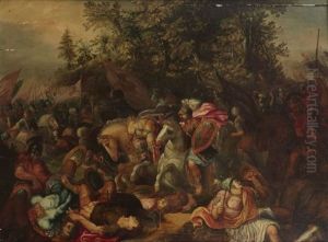 Combat De Cavaliers by Hendrick De Clerck