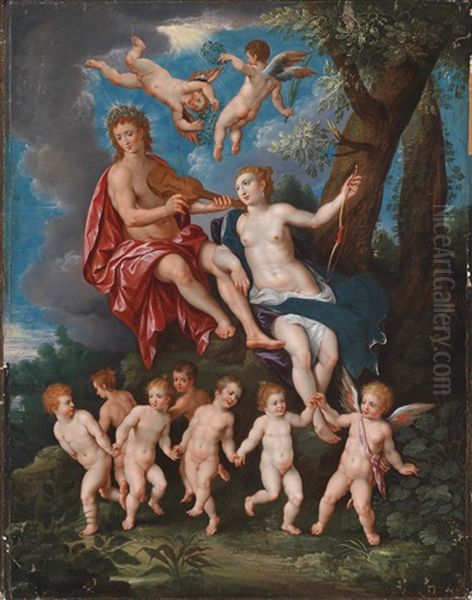 Apollo Und Diana Mit Tanzenden Putten In Einer Waldlandschaft - view 1