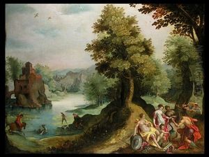 Das Urteil Des Paris (collab. W/ Gillis Von Coninxloo Iii) by Hendrick De Clerck