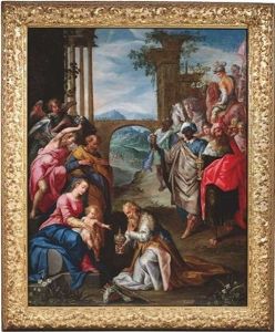 Die Anbetung Der Heiligen Drei Konige by Hendrick De Clerck