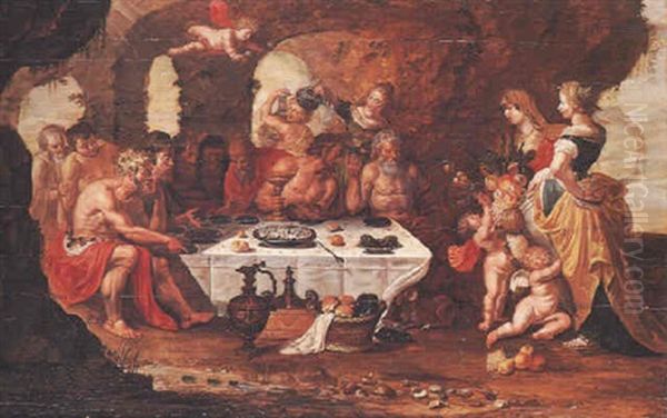 Divinita Dell'olimpo A Banchetto; A Destra, Cercere E Prosperina - view 1