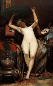 Odalisque A La Palme by Jacques Francois Camille Clere
