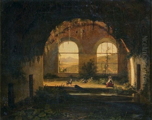 Jeune Napolitaine Dans Des Ruines Romanes - view 1