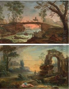 Capricci Architettonici (pair) by Charles-Louis Clerisseau