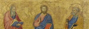 The Christ And The Twelve Apostles (panels From Afive-part Predella). by Andrea Di Bartolo