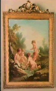 Cinque Putti Che Giocano Vicino Ad Una Sorgente by Jean Francois Clermont