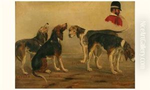 Etude De Chiens Et De Piqueux Du Rallye Poitou by Adhemar Louis de (Vicomte) Clermont-Gallerande